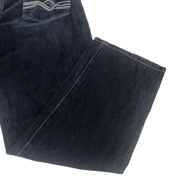 Ecko Unltd Men's Rhino Jeans 40x32 Straight Fit Blue Denim Embroidered Y2K 90s - Picture 13 of 15